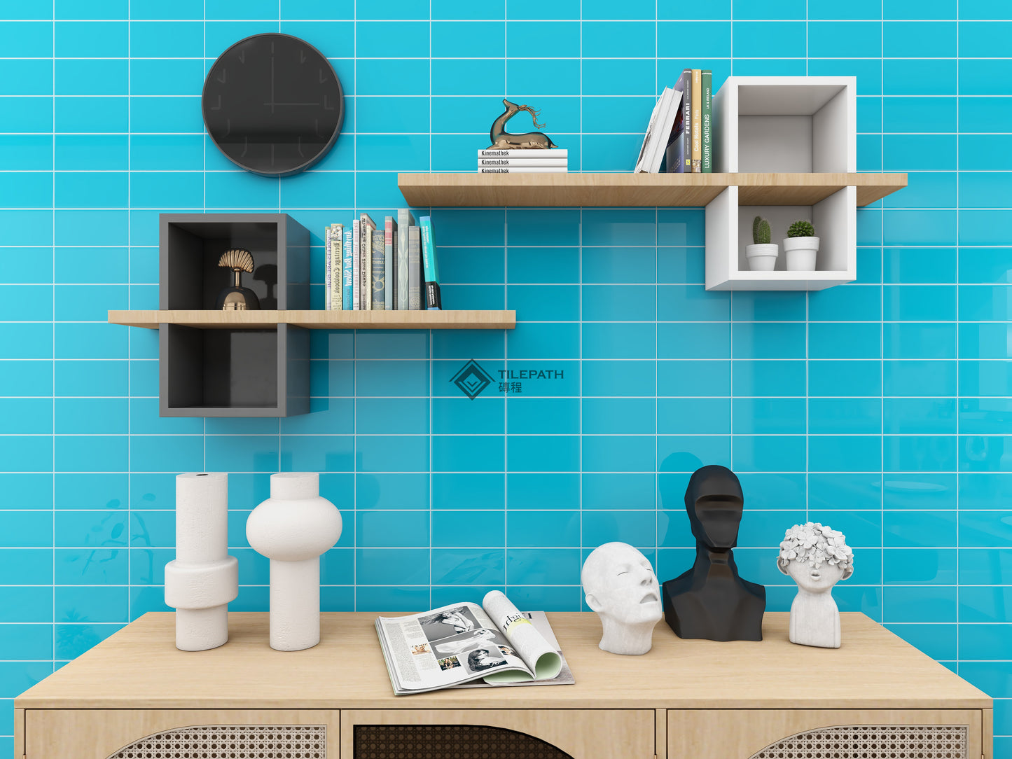 常規直邊系列淺藍色磚 (亮光面)