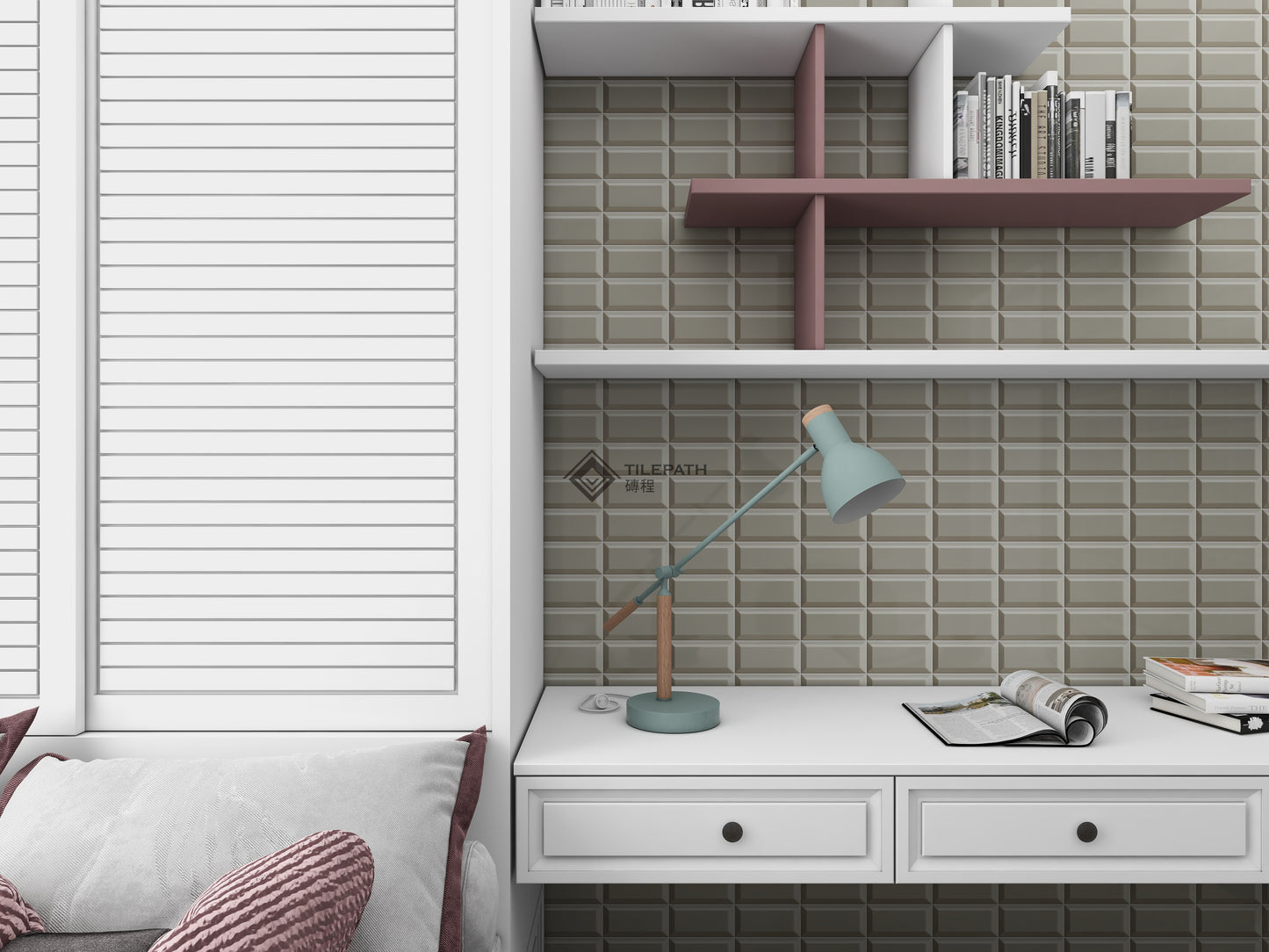 常規直邊系列淺灰色磚 (亮光面)