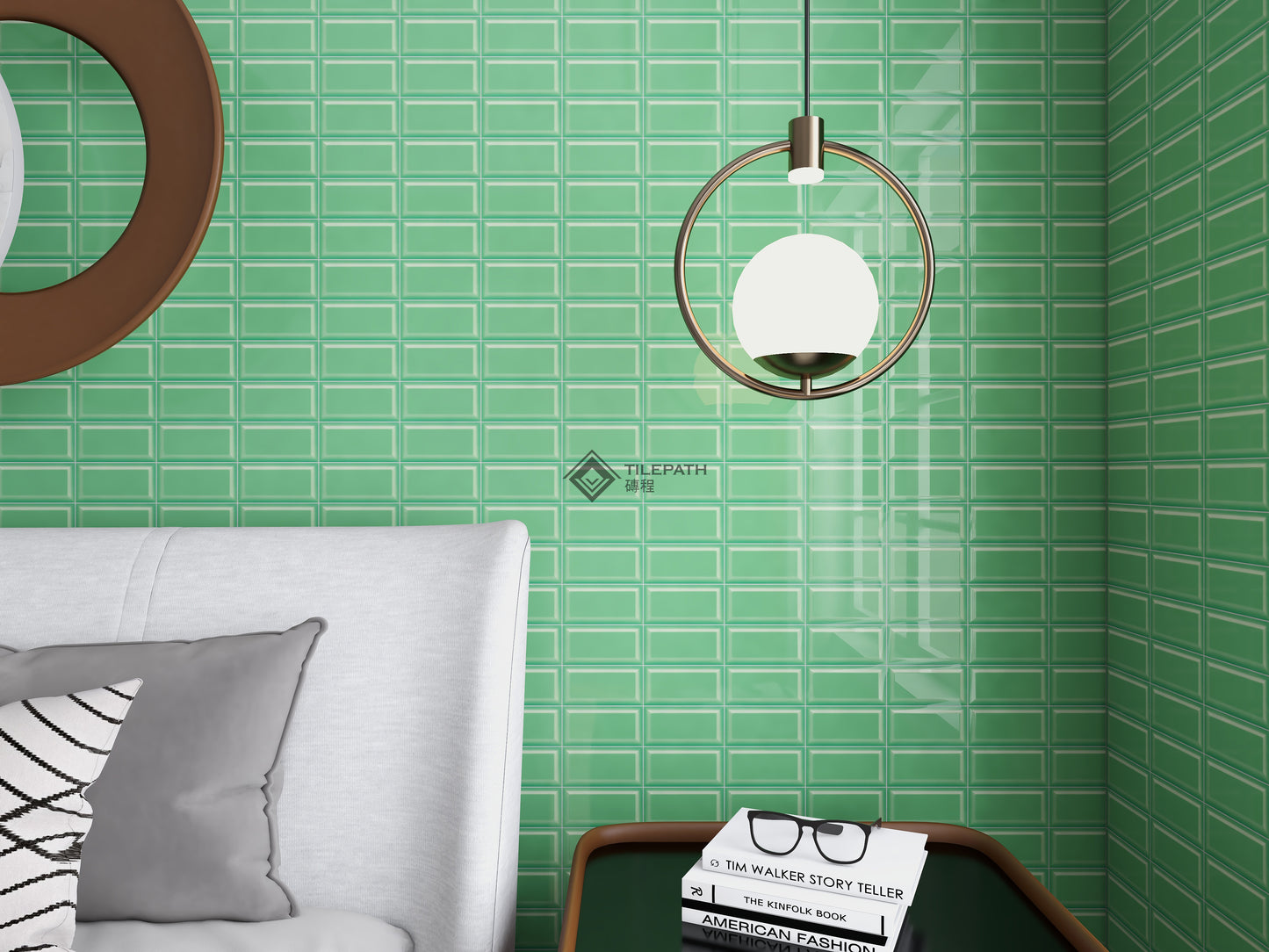 常規直邊系列青綠色磚 (亮光面)