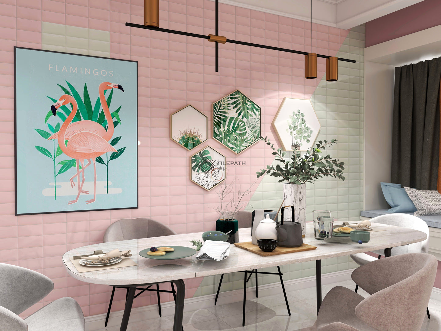 常規直邊系列粉紅色磚A (亮光面) 效果圖