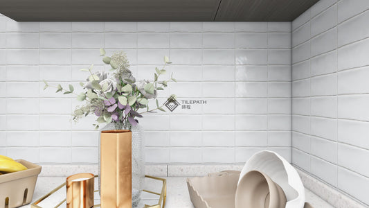 白色波浪邊磚E (亮光面) 效果圖