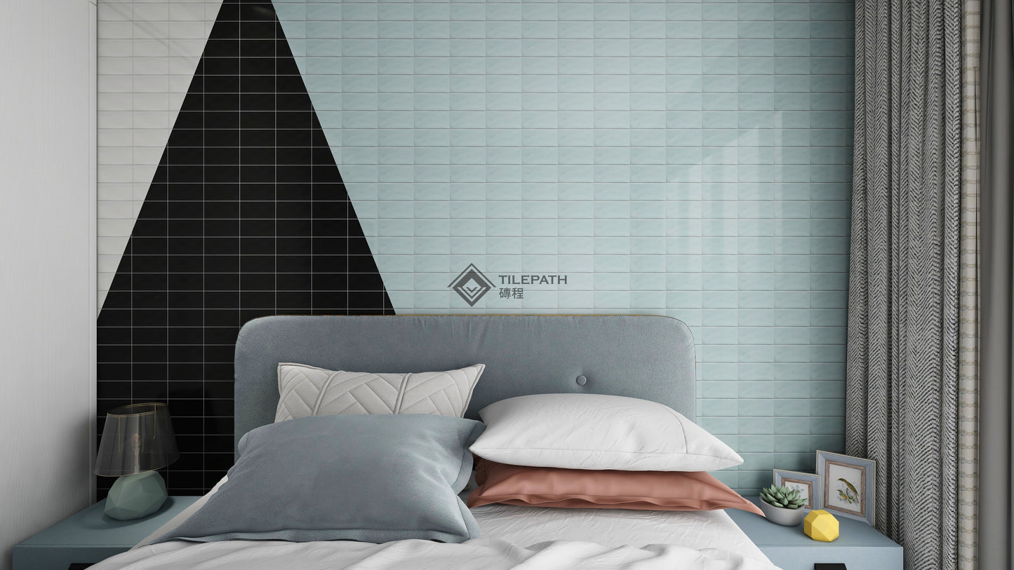 黑色波浪邊磚B (亮光面) 效果圖