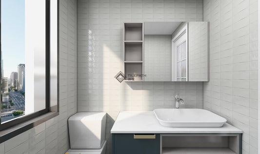 淺灰色波浪邊磚A (亮光面) 效果圖