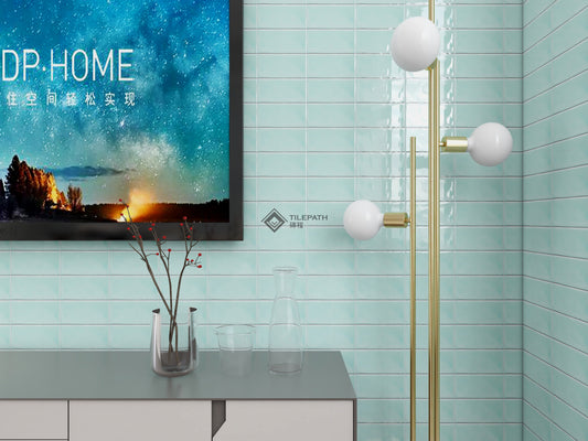 淺綠青色波浪邊磚 (亮光面) 效果圖