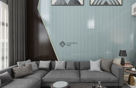 淺灰青色波浪邊磚 (亮光面) 效果圖