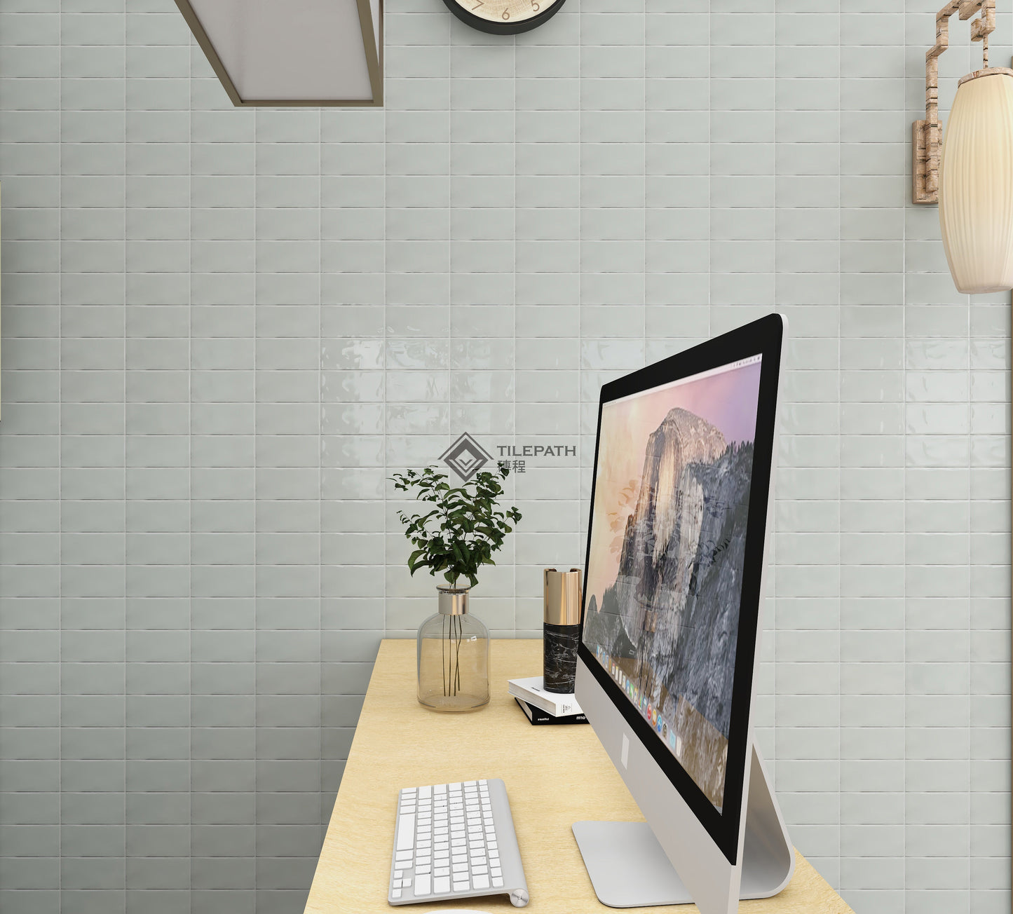 淺灰色波浪邊磚B (亮光面) 效果圖