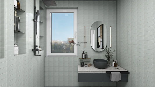 淺灰色波浪邊磚B (亮光面) 效果圖