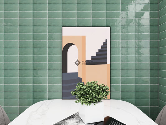 淺藍灰色波浪邊磚B (亮光面) 效果圖