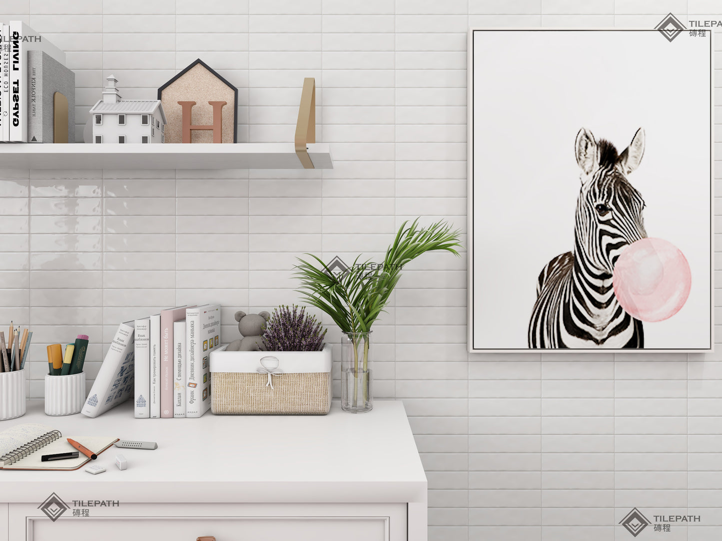 白色波浪邊磚 (亮光面)