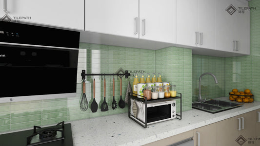 青綠色波浪邊磚A (亮光面) 效果圖