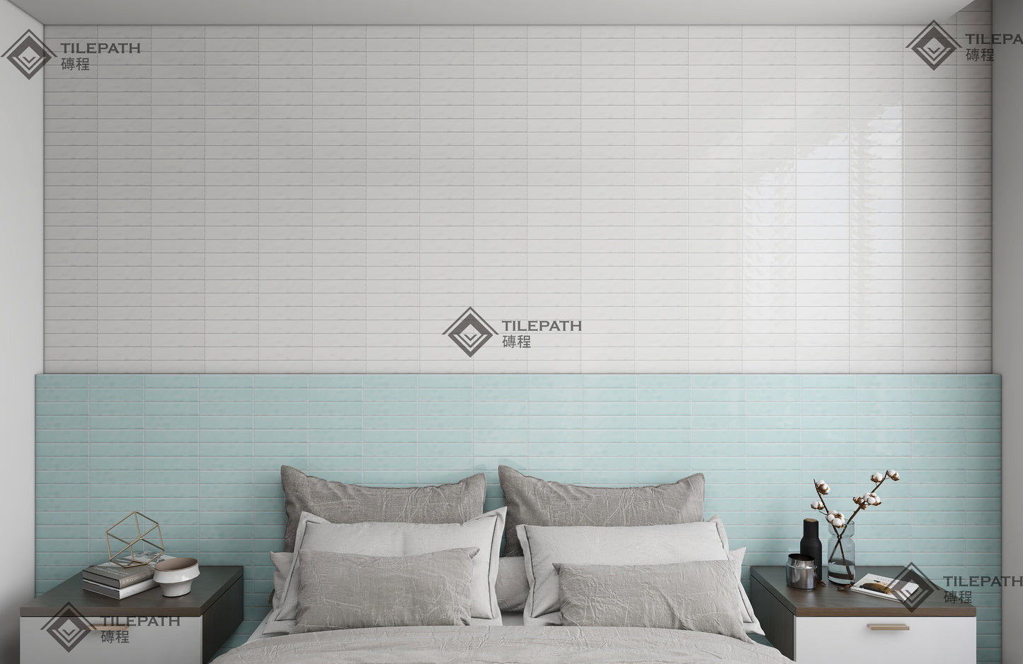 淺青色波浪邊磚 (亮光面) 效果圖