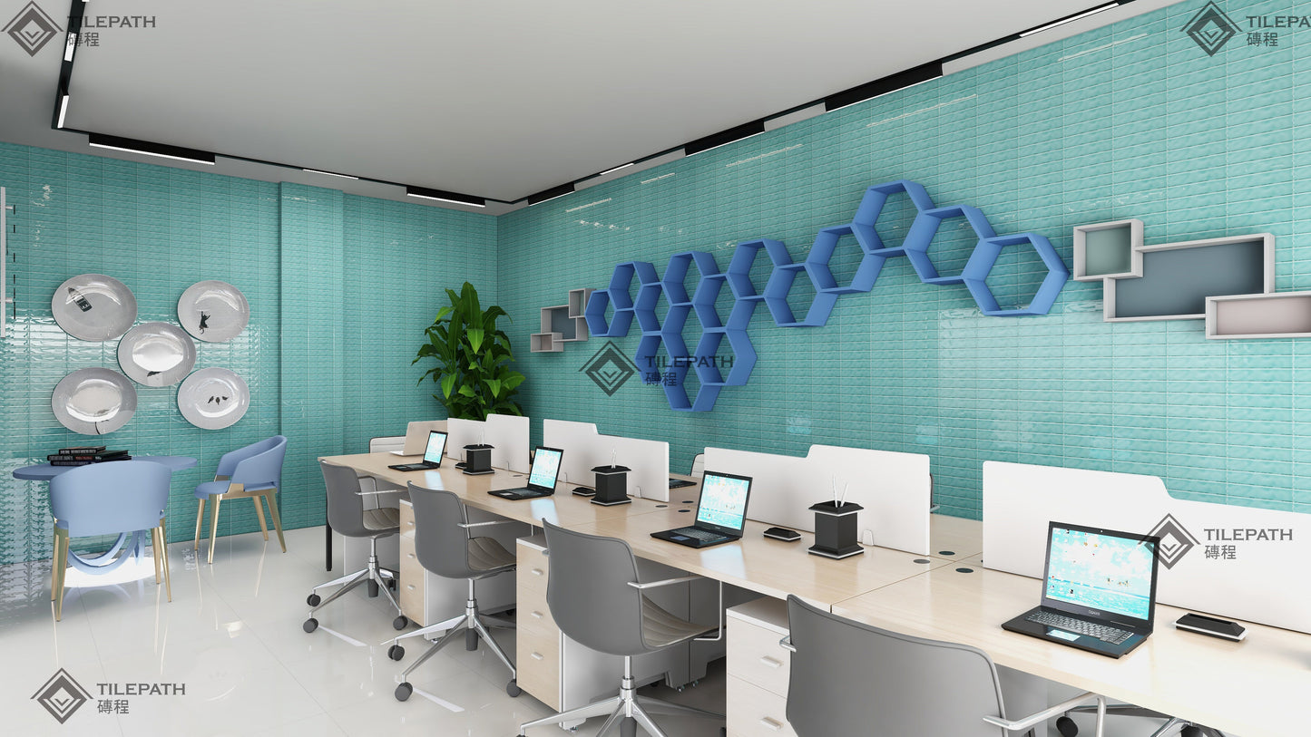 淺灰色波浪邊磚 (亮光面) 效果圖