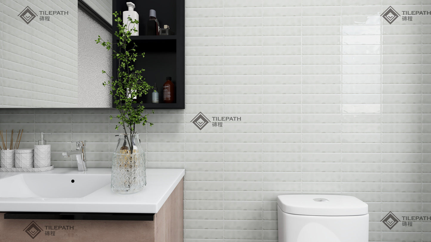 淺綠灰色波浪邊磚 (亮光面) 效果圖