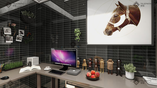 黑色波浪邊磚A (亮光面) 效果圖