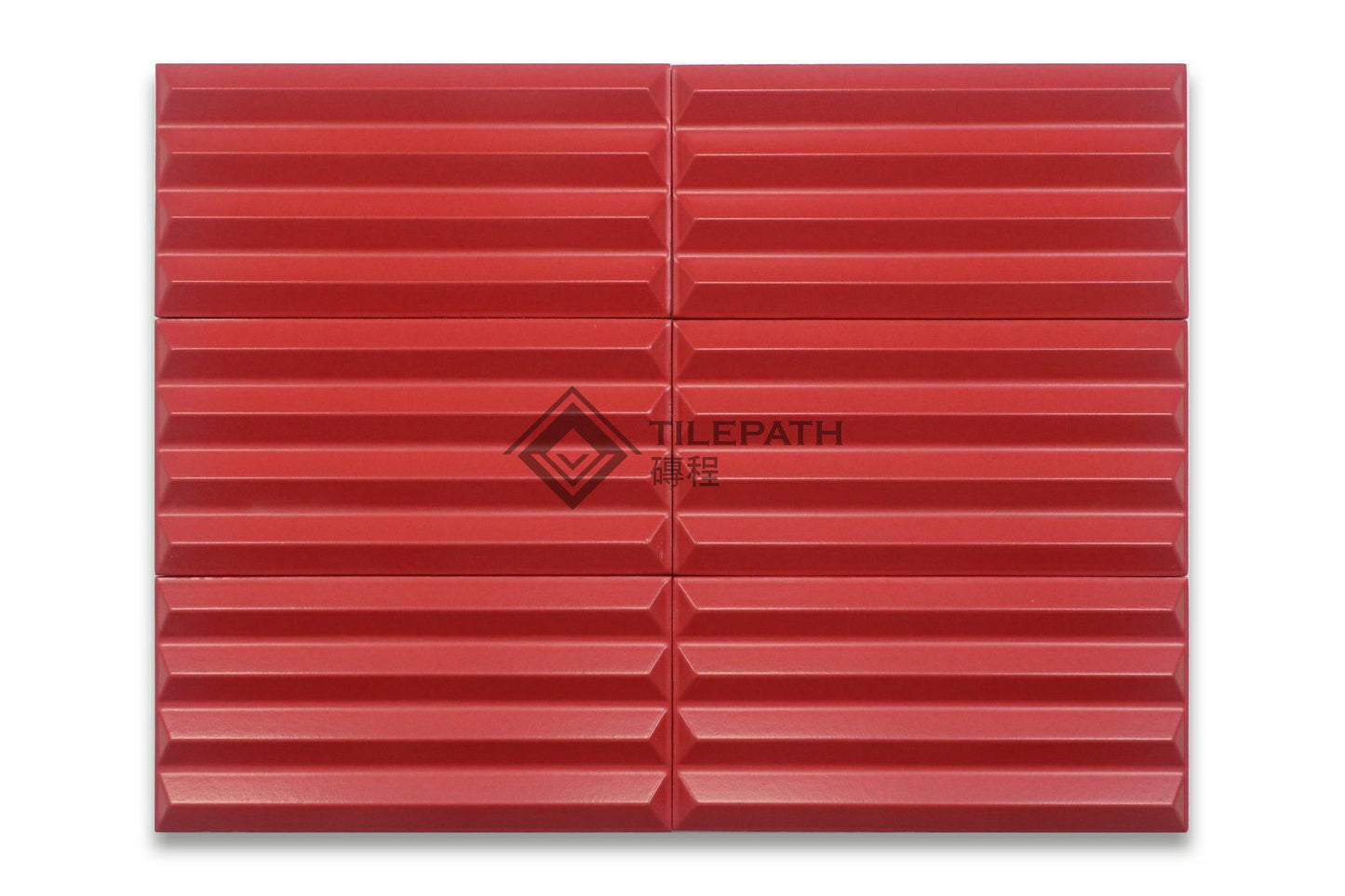 立體幾何系大紅色4菱磚 效果圖