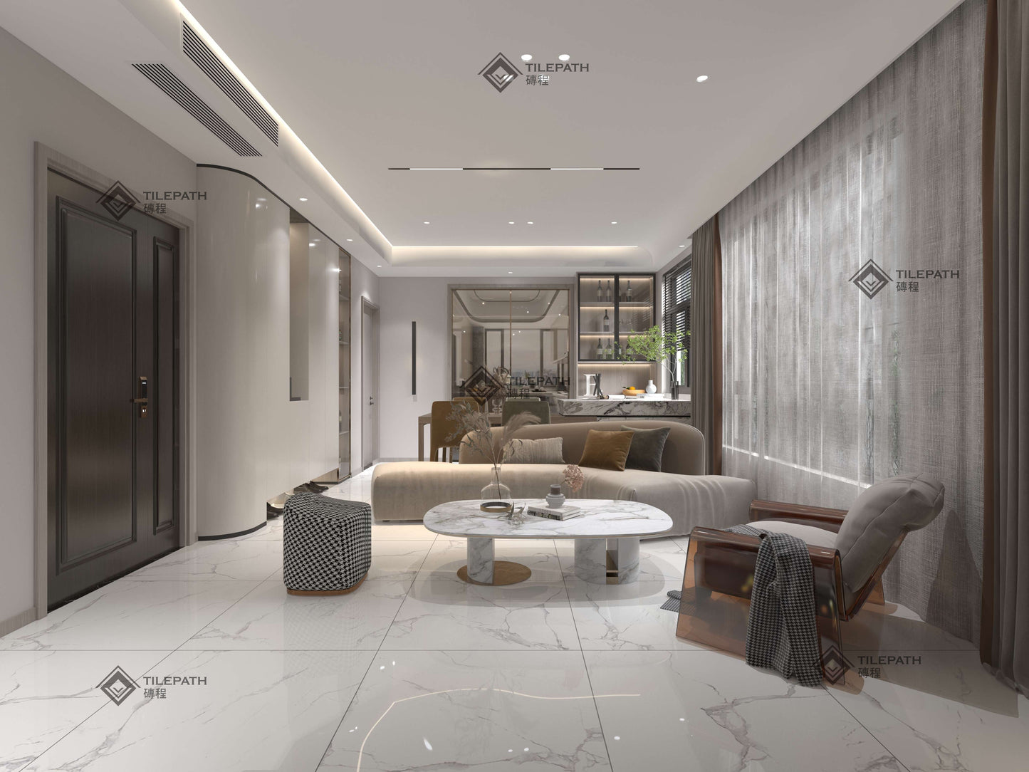 銀白瓷雲大理石磚 ;參考圖