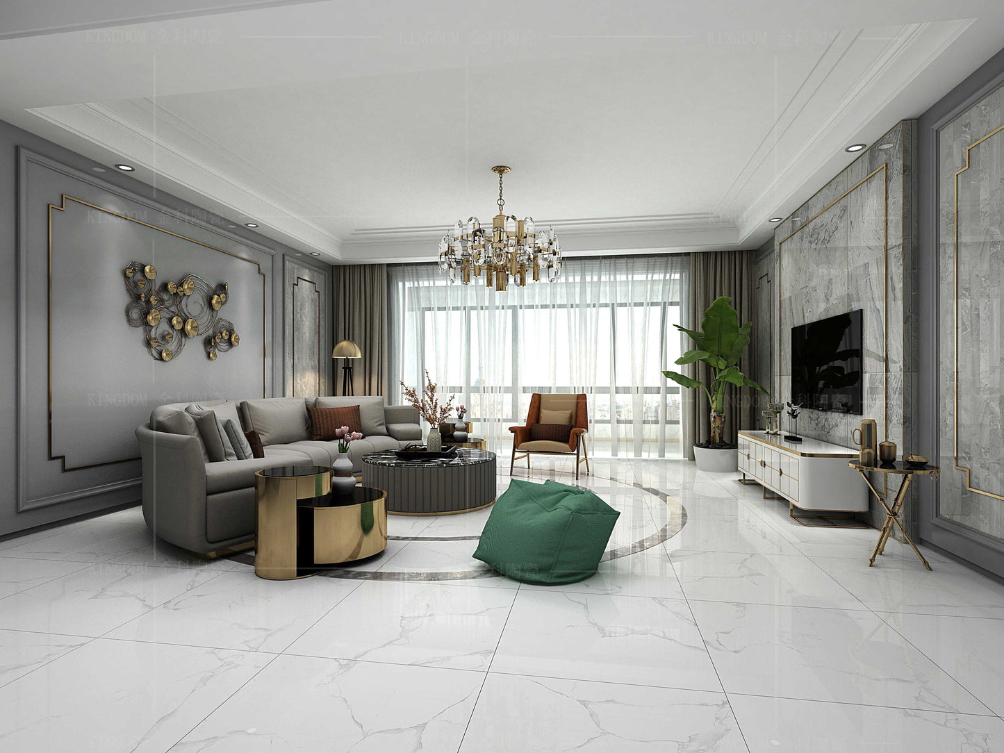 銀白瓷雲大理石磚 ;樣板