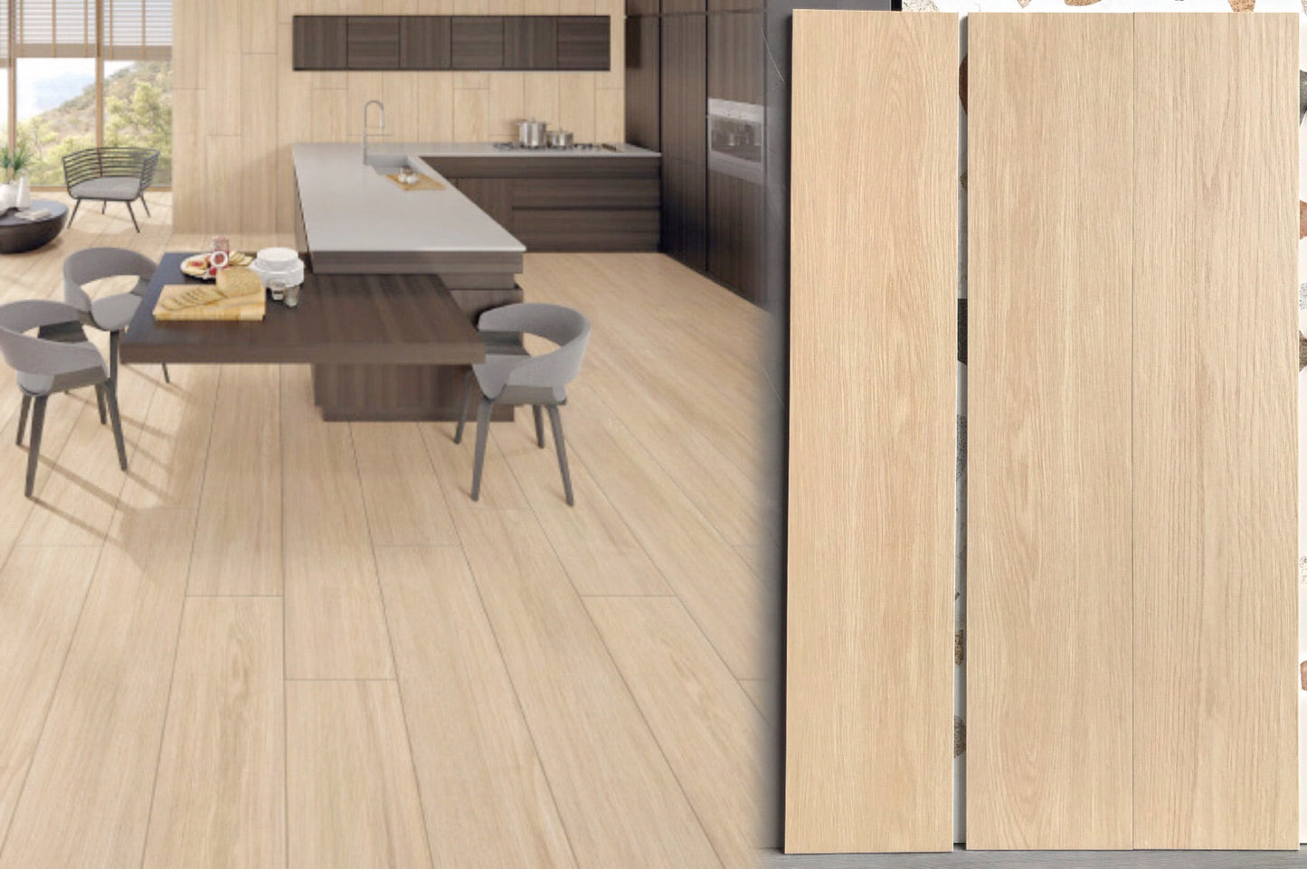 柔和杏仁木紋磚, 樣板;參考圖