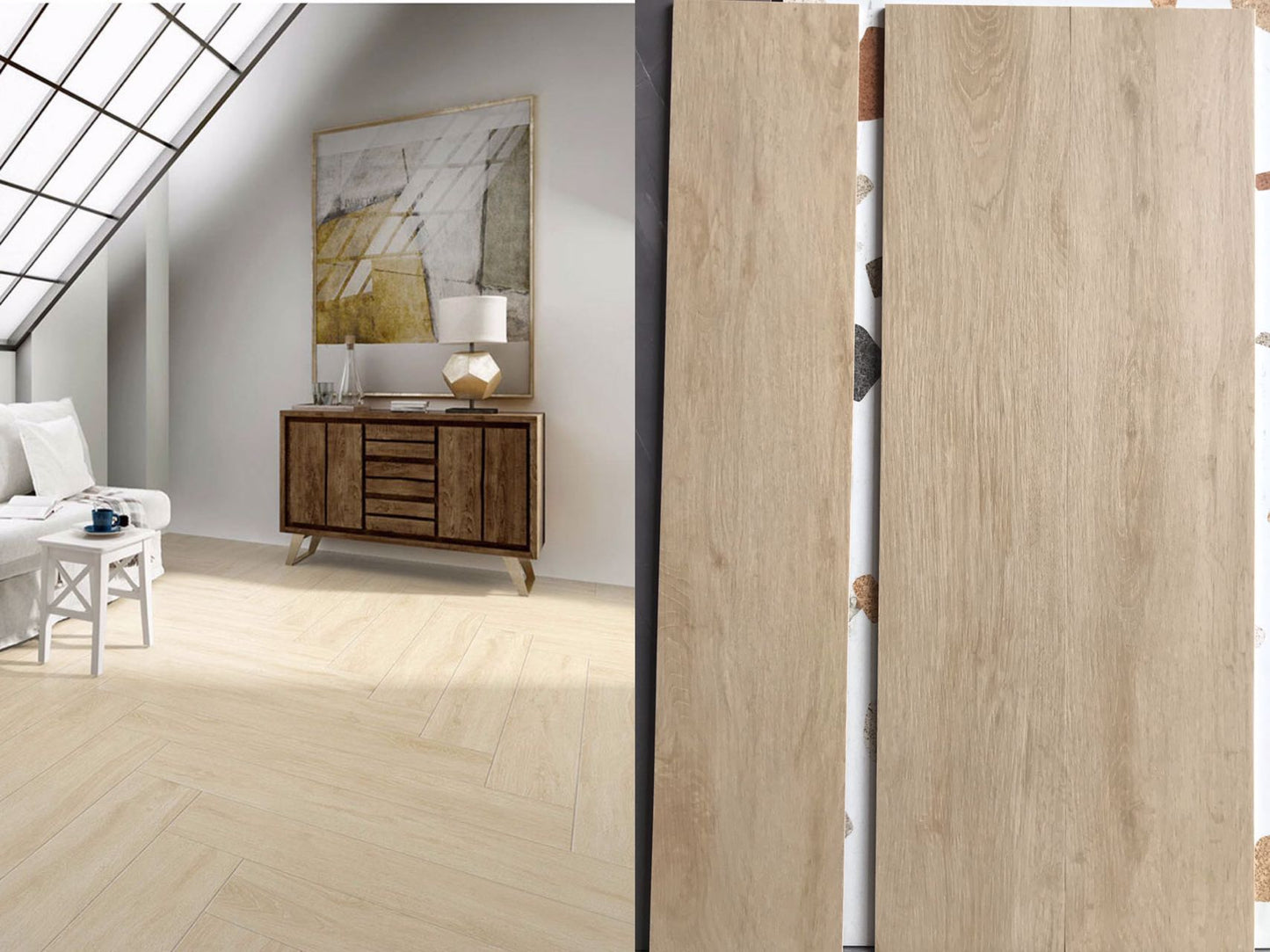 金色穀物灰木紋磚, 樣板;參考圖